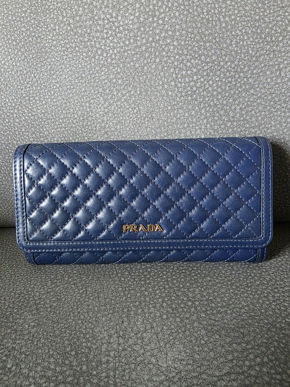 Prada Quilted Nappa Leather Continental Wallet - Navy Blue